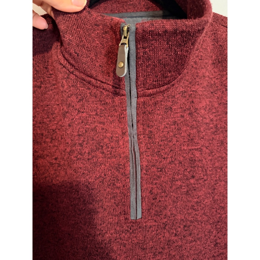 Haggar Men's 2XLT Big & Tall Burgundy Quarter Zip Sweater Fleece Pullover - Picture 3 of 10